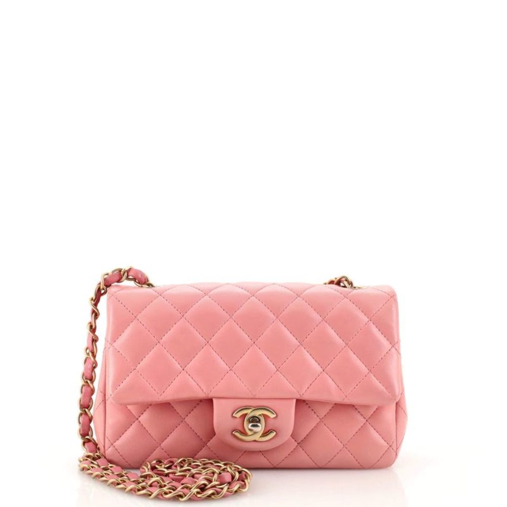 Chanel Classic Single Flap Bag Quilted Lambskin Mini Pink